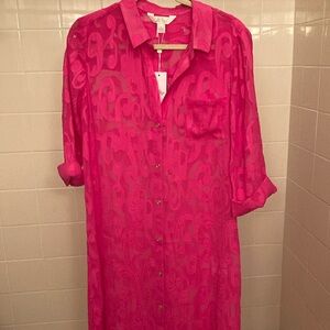 NWT Lilly Pulitzer Passion Fruit Pink Poly Crepe Swirl Clip Size Madium